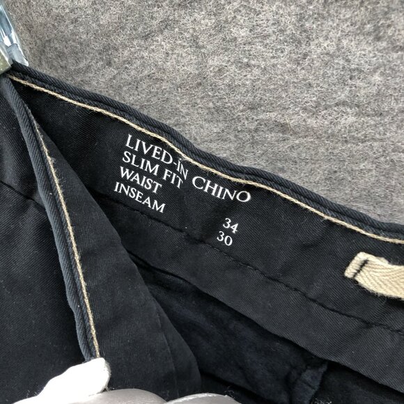 Banana Republic Lived In Slim Fit Chino Pant Mens 34x30 Black Stretch Flat Front - Picture 9 of 11